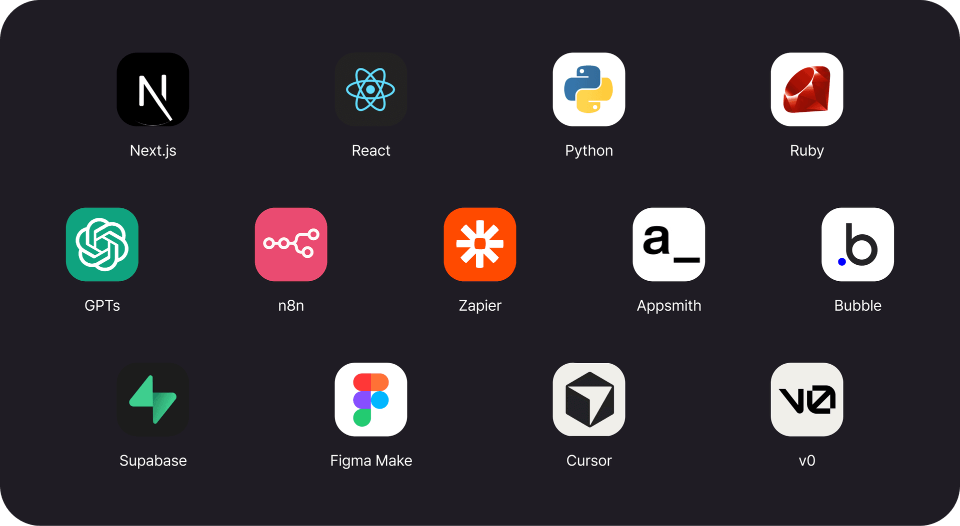 활용 기술 - Next.js, React, Python, GPTs, Supabase, Cursor 등